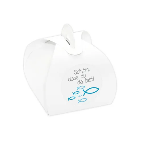 Gastgeschenke Kartonagen Fische Schön dass -blau Taufe Kommunion Konfirmation 24