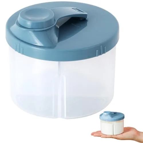 Zephyra Milchpulver Portionierer Baby,Milchpulver Aufbewahrungsbox,Tragbarer Milchpulver-Kasten,Milchpulverspender mit 4Fächern,Milchpulver Spender Drehbarer Deckel für Einkaufen,Reisen (Blau)