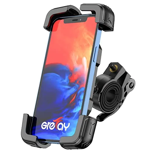 Grefay Fahrrad Handyhalterung, Motorrad Handyhalter Universal 360° Drehung Scooter Handy Halterung für iPhone 13 Pro, 12 Pro Max Mini, 11 Pro Max, Xs Max, XR, X, 8, 7, 6S, Samsung Huawei Smartphone