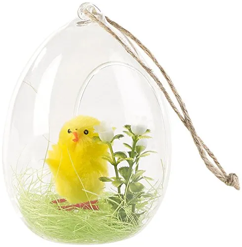 infactory Osterdekoration: Oster-Deko-Küken im Glas zum Aufhängen und Aufstellen (Ostereier Deko, Glas Ostereier zum Aufhängen, Ostern)