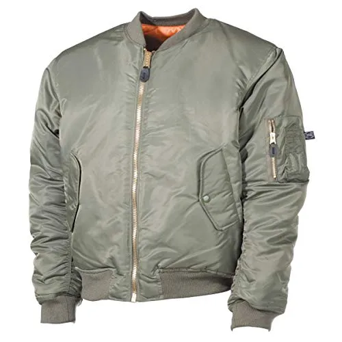 MFH US MA1 Fliegerjacke - OD Green Größe XXL - Funktionsjacken, leichte und klassische Wendejacke im US Airforce Stil, ideal für kaltes Wetter mit praktischem Taschenangebot und elastischen Bündchen.
