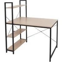 Schreibtisch mit Regal MCW-K81 - Kinderschreibtische mit 4 Regalböden für reichlich Stauraum, stabil und ideal für das Kinderzimmer oder Home Office.