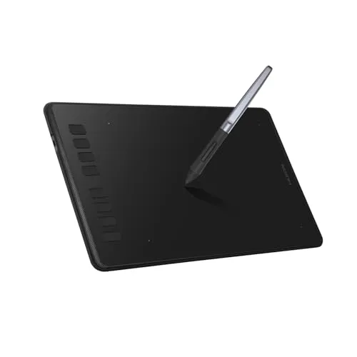 HUION Inspiroy H950P Grafiktablett, Stifttablett mit 8 Benutzerdefinierten Drucktasten, Zeichentablett mit 8192 Drucksensitivität Batterielosem Stift mit Neigefunktion, Grafiktablett für PC Android