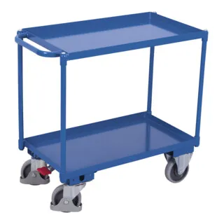 VARIOfit Tischwagen SW-700.510 - Robuster Metallwagen mit 2 Etagen - Tischwagen aus Metall mit 2 Etagen und einer Tragkraft von 400 kg. Ideal für schwere Lasten, ausgestattet mit TPE-Rollen und EasySTOP Zentralbremse für höchste Sicherheit.
