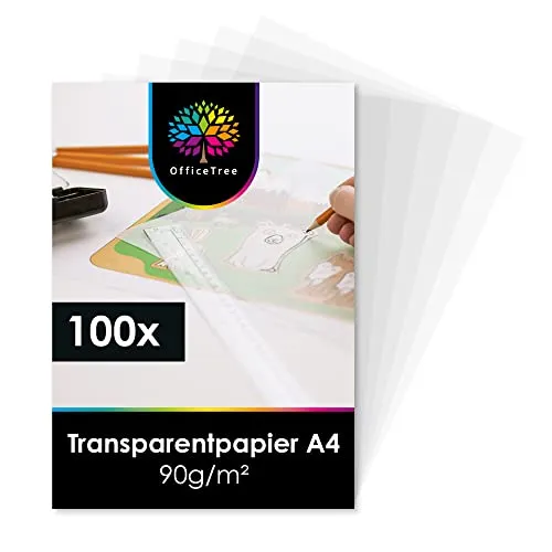 OfficeTree 100 Blatt Transparentpapier A4 Bedruckbar