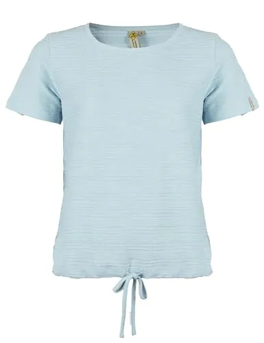 ROADSIGN australia Damen T-Shirt mit feiner Struktur und Tunnelzug, aus Baumwolle, vielseitig tragbar hellblau, 2XL