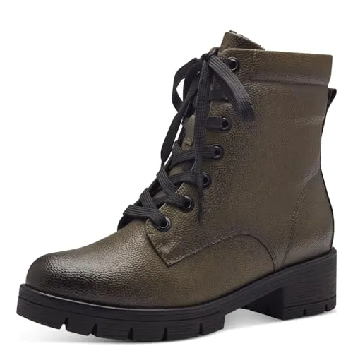 Jana Damen Stiefeletten zum Schnüren mit Reißverschluss Vegan, Grün (Olive), 38 EU - STILVOLLE VEGETARISCHE SCHUHE: Diese trendigen Stiefeletten bieten optimalen Komfort für breite Füße und sind aus hochwertigen, veganen Materialien gefertigt. Perfekt für jeden Anlass, egal ob beim Stadtbummel oder im Alltag.