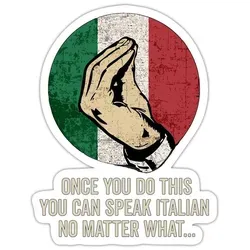 Spreadshirt Italienische Geste Humor Italien-Fans Sticker Aufkleber, 10 x 10 cm, Mattweiß - Weiß