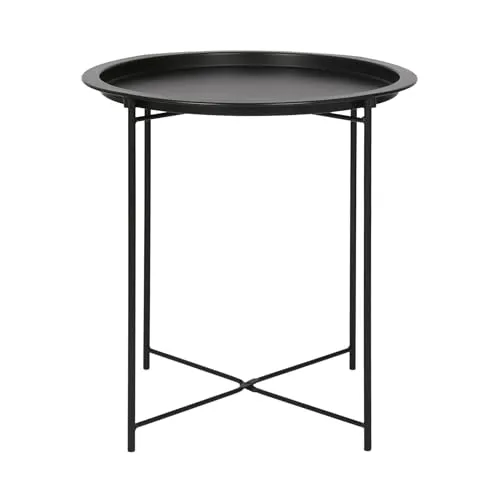 Harbour Housewares 1x Mattschwarz Runden Tabletttisch aus Stahl