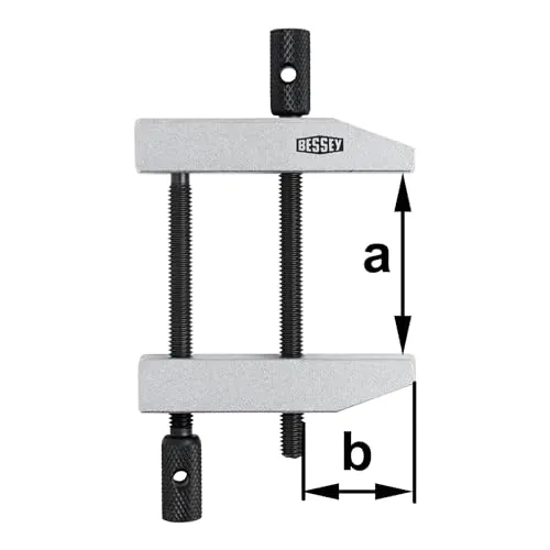 BESSEY Parallel-Schraubzwinge PA70, Spannweite 87 mm Ausladung 50 mm, Doppelte Spindelführung exakte parallele Bewegung beider Spannflächen, Gewicht 0,43 Kg