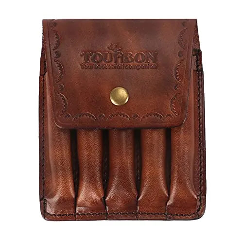 TOURBON Echtes Leder Gewehr Munition Brieftasche Jagd Patronenhalter Gürteltasche