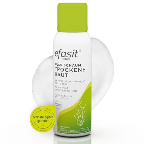 efasit Fußschaum – Fußcreme mit 10% Urea für trockene Füße, 125ml | Intensive Feuchtigkeit mit 10% Urea & Allantoin; zieht schnell ein und pflegt beanspruchte Füße, für Diabetiker geeignet