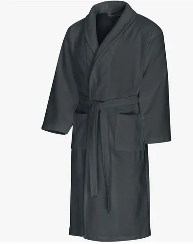 Clinotest Bademantel Anthrazit XL, Weicher Morgenmantel mit Schalkragen, Bindegürtel, In Hotelqualität