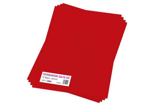 itenga Bastelkartonpapier itenga Fotokarton rubinrot - 50x70cm 300g/m² 10 Bo