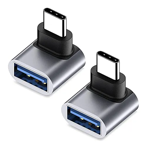 GELRHONR 90 Grad USB-C auf USB 3.1 OTG Adapter - Rechtwinkliger Typ C Stecker auf USB Buchse Adapter, 100W Schnellladung, 10G Datenübertragung für Smartphone, Tablet, Laptop - 2Pack