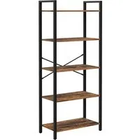 Vasagle Bücherregal LLS061B01, Vintage Braun - Büroregal im Industrial-Design mit mattschwarzem Metallgestell und 5 verstellbaren Fachböden für sicheren Stauraum. Ideal für Bücher und Deko, mit Kippschutz für mehr Sicherheit.