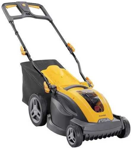 STIGA COMBI 340e Akku Rasenmäher - Akku-Rasenmäher mit 38 cm Schnittbreite, kraftvollem 860 Watt Motor und ergonomischem Holm für komfortables Mähen in verwinkelten Gärten.