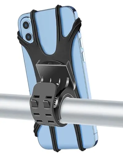 Zoeley Handyhalterung Fahrrad, Universal Handyhalterung Motorrad【1s-Installation】Abnehmbare 360° Drehen【Silikon Anti-Vibration】Fahrradhalterung Lenker Rennrad für alle 4.0-7 Zoll Smartphone (Black)