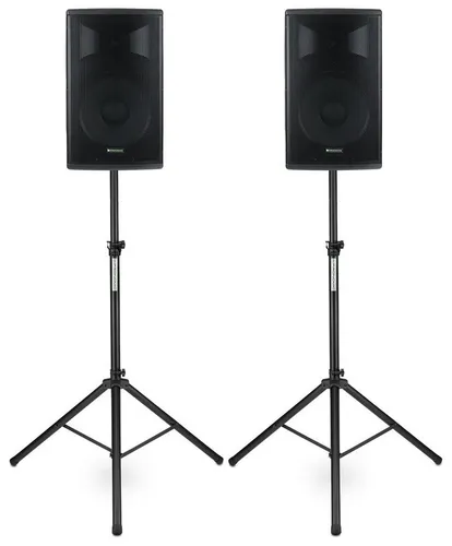 Pronomic E-215 MA - Aktive PA-Boxen Stereo Set mit Bluetooth - Lautsprecher für semi-professionellen Einsatz mit 240 W, USB/SD/MP3-Player und 15