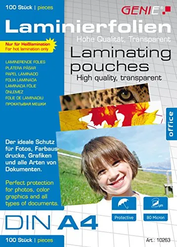 Genie Laminierfolien DIN A4 (80 Micron) 100er Pack