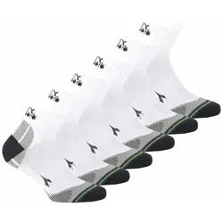 Diadora Unisex Quarter Sportsocken, 6er Pack - Socken, Logo, Muster Weiß 39-42