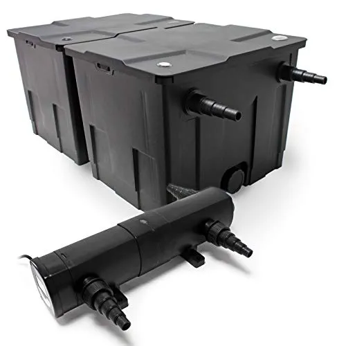 Wiltec Komplettset CBF-350B Teichfilteranlage mit CUV-236 UVC Klärer - Gartendeko: Effizientes Set für Teiche bis 60.000L mit 36W UVC Klärer für kristallklares Wasser und gesunde Teichbewohner. Einfache Wartung und starke Filterleistung.
