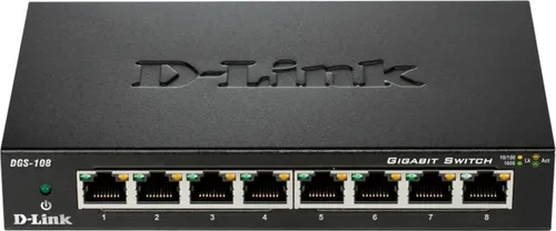 D-LINK DGS-108 E - 8-Port Desktop Switch, zuverlässige Netzwerkverbindung für Home Office und kleine Büros