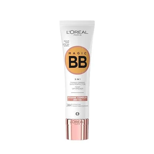 L'Oréal Paris BB Crème C'est Magic – Teint-Perfector 5-in-1 – feuchtigkeitsspendende Tönung 24 Stunden – für alle Hauttypen – leichte und natürliche Deckkraft – LSF 11 – Tönung: Medium Dark (05) – 30