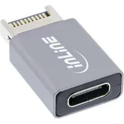Inline® USB 3.2 Adapter, intern USB-E Frontpanel Stecker zu USB-C Buchse