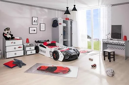 Produktbild Kinderzimmer Set mit Police Autobett 5-teilig Weiß