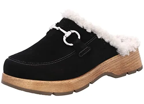 Rohde Damen Pantolette Plateausohle Clog Warmfutter Licata 7004, Größe:41 EU, Farbe:Schwarz