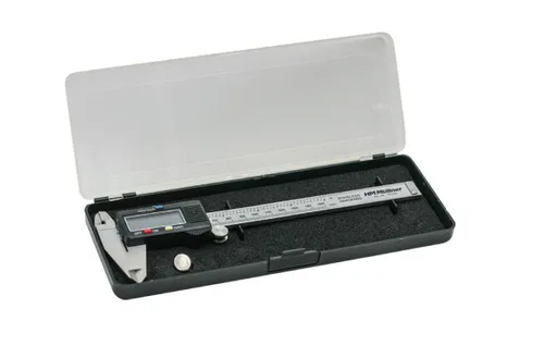 HM Müllner Digital Schiebelehre 10109 - Präziser Messschieber aus rostfreiem Stahl mit großer LCD-Anzeige und Feststellschraube, ideal für exakte Messungen bis 150 mm, inklusive Tiefenmesser und langlebiger Batterie.