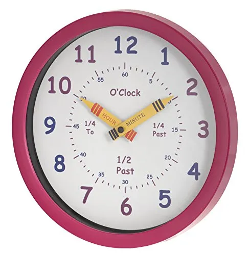 Unity 25 cm Henley Kinder-Wanduhr „Learn The Time“, Rosa, 25 cm