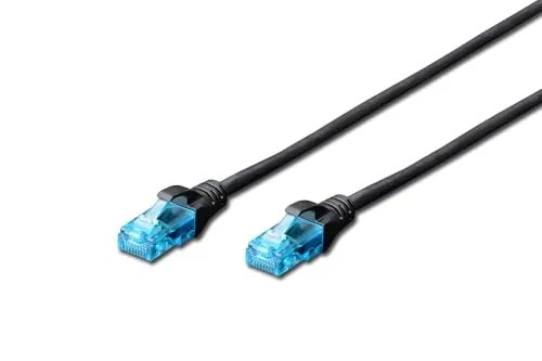 DIGITUS LAN Kabel Cat 5e - 1m - CCA Netzwerkkabel Mit RJ45 - U/UTP Ungeschirmt - Kompatibel zu Cat-6 & 5 - Schwarz
