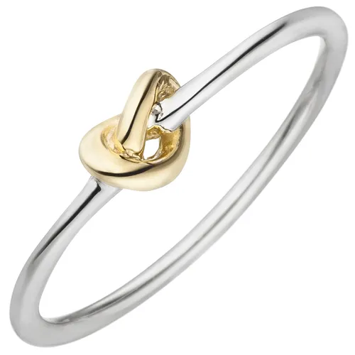 JOBO Damen Ring Knoten 925 Sterling Silber bicolor vergoldet RW: 54