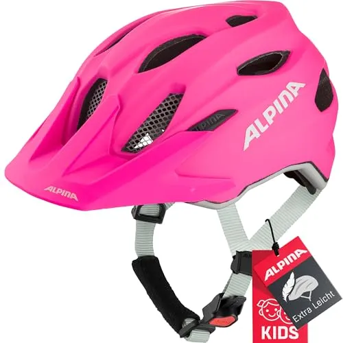 Alpina Carapax Junior Radhelm 51-56 cm - Rosa - Fahrradhelm für kleine MTB-Profis in Rosa, mit Insektenschutz und Visier für optimalen Schutz und Komfort beim Radfahren.
