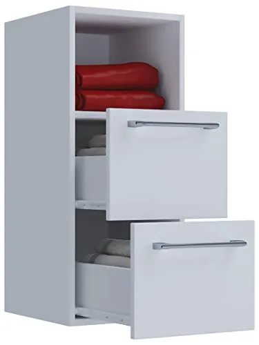 VCM Midischrank Badinos S - Weiß - Praktischer Midischrank aus Holzwerkstoff für das Bad, mit einfacher Selbstmontage und platzsparenden Maßen (33x37x76 cm). Ideal für Ordnung und stilvolle Aufbewahrung.