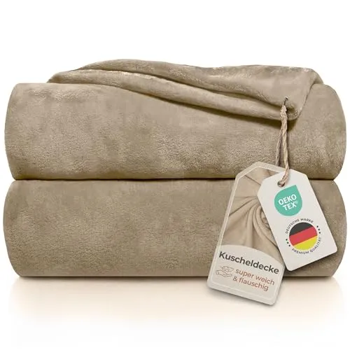 Gräfenstayn® Kuscheldecke flauschig & super weich - hochwertige Fleecedecke auch als Wohndecke, Tagesdecke, Sofadecke & Wohnzimmer geeignet - Überwurf Decke Sofa & Couch (Hellbraun, 200x150 cm)