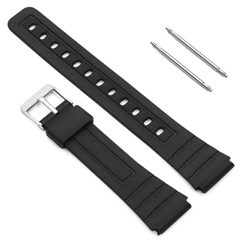 OcioDual Uhrenband Kompatibel mit Casio F91W F-91W Schwarz Harz Metallschnalle mit 2 Pins Uhrenarmbänder Uhrenarmband