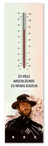 Kult-Thermometer + Schlüsselhalter -Eastwood zu viele Arschlöcher