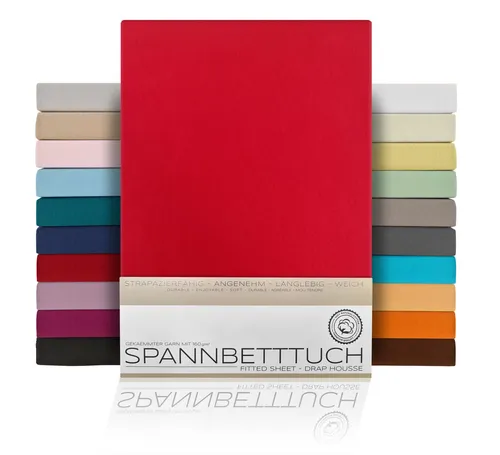 Beautex Spannbettlaken Spannbetttuch Bettlaken aus gekämmter Baumwolle Premium Jersey 160g/m², Jersey, Gummizug: rundum, (1 Stück)