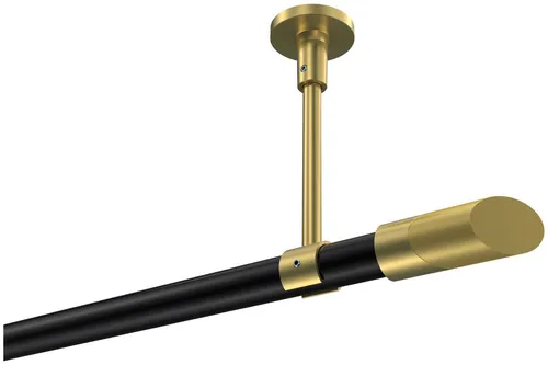 INTERDECO Gardinenstange Sonette Verano, Ø 20 mm, 1-läufig, Fixmaß, kürzbar, Deckenmontage, Metall, Schwarz / Messing-Optik / Bicolor