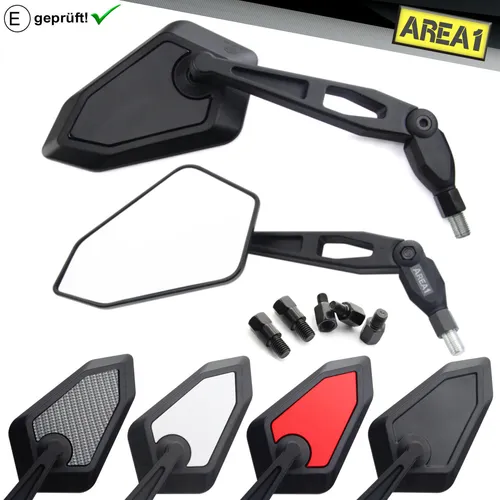 Area1 Motorradspiegel Motorroller Spiegel Set Schwarz M10 / M8 