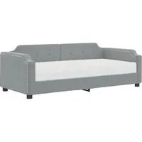 vidaXL Tagesbett mit Matratze 90x200 cm - Hellgrau - Vielseitiges 2-in-1-Tagesbett, das tagsüber als Sofa und nachts als Bett dient. Inklusive bequemer Schaumstoffmatratze für optimalen Schlafkomfort.