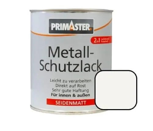 Primaster Metallschutzlack RAL 9010 weiß 750 ml für Innen- und Außen Schutzlack