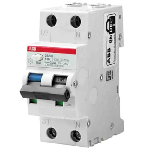 ABB RCBO System Pro M Compact DS201 FI/LS-Schalter 20A, 2-polig, Empfindlichkeit 300mA, DIN-Schienen-Montage
