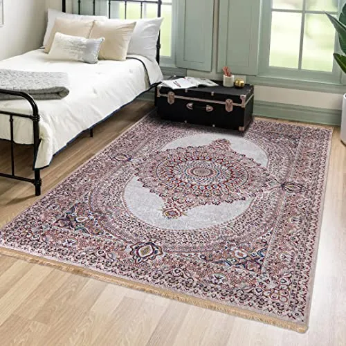 Mazovia Orientalisch Vintage Teppich 80 x 150 cm - Waschbar und Rutschfest - Dieser weiche, waschbare Teppich im orientalischen Stil bringt Wärme in Ihr Zuhause. Mit rutschfester Unterseite und langlebigem Material ist er ideal für Wohnzimmer, Schlafzimmer und Flure. Pflegeleicht und langlebig für jeden Einsatz.