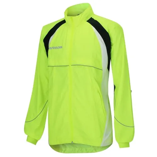 Airtracks Laufjacke neon-weiß XXL - Gelb - Leichte, atmungsaktive Laufjacke mit wind- und wasserabweisenden Eigenschaften. Optimale Sichtbarkeit durch reflektierende Details. Hoher Tragekomfort und praktische Taschen für Schlüssel.