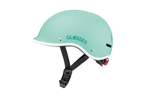 GLOBBER HELM MASTER LIGHTS - Kinderhelm mit LED-Rücklicht, Gr. XS/S 47-51, mint-türkis - Leichter, robuster Kinderhelm mit 3 einstellbaren LED-Leuchtmodi für optimale Sichtbarkeit. Größe XS/S für 47-51 cm Kopfumfang, individuell anpassbar für hohen Tragekomfort und Sicherheit.