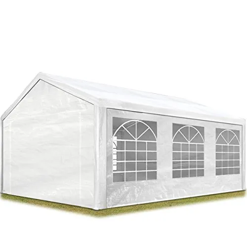 TOOLPORT FLEX 3x6m Partyzelt - Weiß, PE-Plane - Pavillon mit 18m² Fläche, wasserdicht und UV-geschützt. Ideal für Gartenpartys und Events, schnell ohne Werkzeug aufbaubar dank Klicksystem.